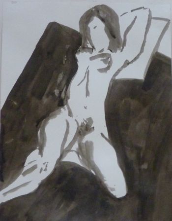 La femme allongée (encre sur papier, 23,5x29,5 cm)