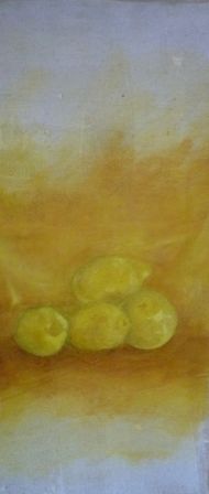 Les citrons  (huile sur papier,  26x58 cm)