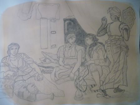 D'après Delacroix (crayon sur papier encré, 32*41)