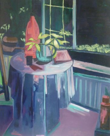 Table d'atelier nocturne 06/2008 (huile sur papier marouflé sur toile, 80x65 cm)